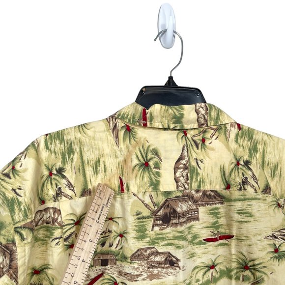 GAP Hawaiian Shirt Mens Large Yellow Tropical Button Up Cotton Lightweight - Picture 9 of 9